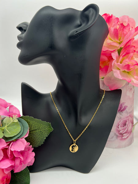 Sun and moon 18K gold plated stainless steel necklace