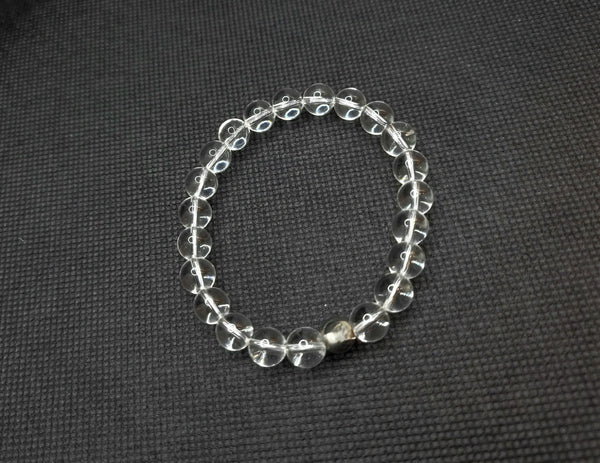 Crystal Quartz and Stainless Steel Gemstone Bracelet