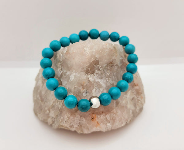 Dyed Howlite and Stainless Steel Stretchy Bracelet
