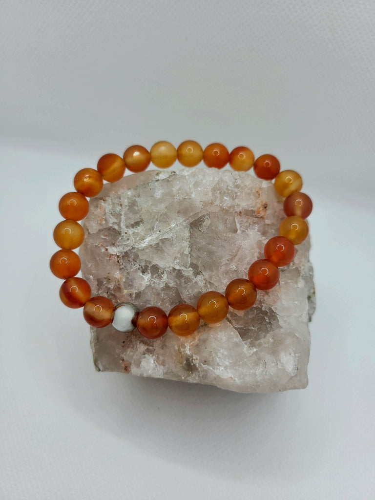 Carnelian and Stainless Steel Gemstome Bracelet