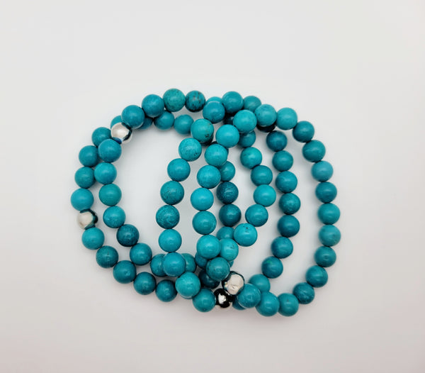 Dyed Howlite and Stainless Steel Stretchy Bracelet