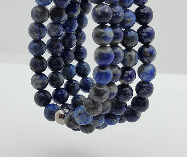 Lapis Lazuli and Stainless Steel Gemstone Bracelet