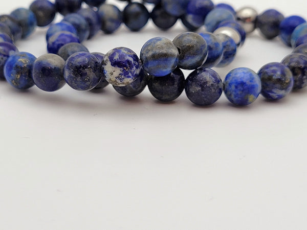 Lapis Lazuli and Stainless Steel Gemstone Bracelet