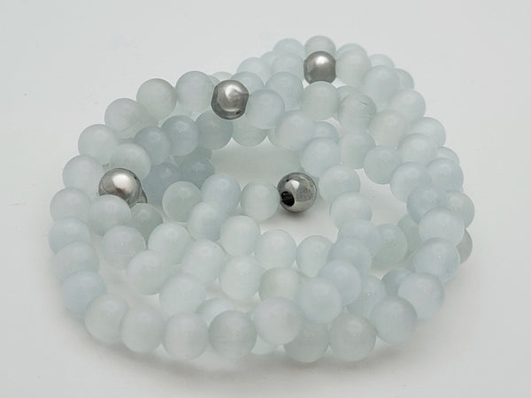 Selenite and Stainless Steel Gemstone Bracelet